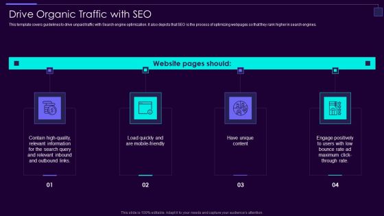 Social Media Brand Promotion Instructions Playbook Drive Organic Traffic With SEO Graphics PDF
