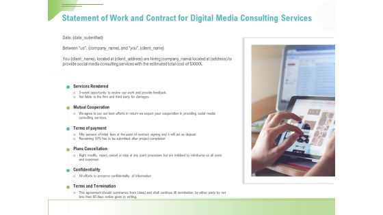 Social Media Consulting Statement Of Work And Contract For Digital Media Consulting Services Slides PDF Social Media Consulting Statement Of Work And Contract For Digital Media Consulting Services Slides PDF