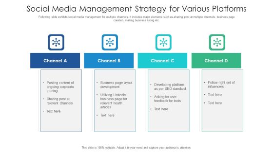 Social Media Management Strategy For Various Platforms Ppt Gallery Mockup PDF