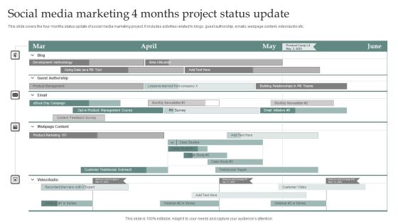 Social Media Marketing 4 Months Project Status Update Graphics PDF Social Media Marketing 4 Months Project Status Update Graphics PDF