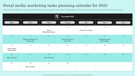 Social Media Marketing Tasks Planning Calendar For 2023 Ideas PDF Social Media Marketing Tasks Planning Calendar For 2023 Ideas PDF