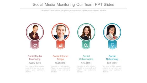 Social Media Monitoring Our Team Ppt Slides Social Media Monitoring Our Team Ppt Slides