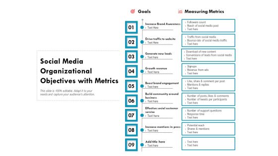 Social Media Organizational Objectives With Metrics Ppt PowerPoint Presentation Inspiration Example Introduction PDF Social Media Organizational Objectives With Metrics Ppt PowerPoint Presentation Inspiration Example Introduction PDF