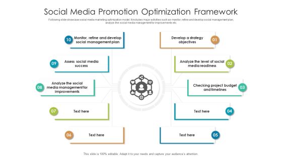Social Media Promotion Optimization Framework Ppt Infographic Template Icon PDF Social Media Promotion Optimization Framework Ppt Infographic Template Icon PDF