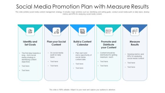 Social Media Promotion Plan With Measure Results Ppt Icon Files PDF Social Media Promotion Plan With Measure Results Ppt Icon Files PDF