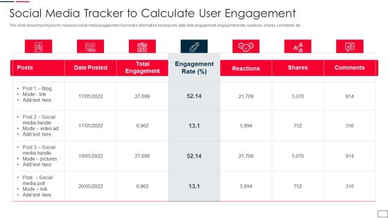 Social Media Tracker To Calculate User Engagement Professional PDF