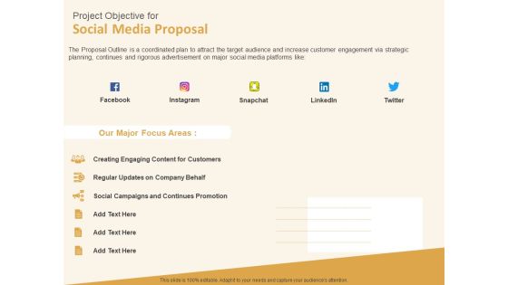 Social Network Project Objective For Social Media Proposal Creating Ppt Ideas Format Ideas PDF