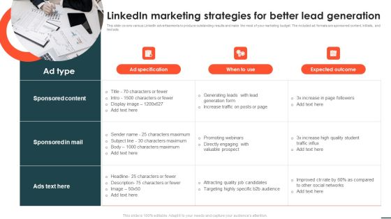 Social Networks Marketing Campaign Linkedin Marketing Strategies For Better Lead Generation Slides PDF Social Networks Marketing Campaign Linkedin Marketing Strategies For Better Lead Generation Slides PDF