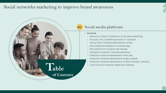 Social Networks Marketing To Improve Brand Awareness Table Of Contents Formats PDF Social Networks Marketing To Improve Brand Awareness Table Of Contents Formats PDF