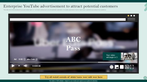 Social Networks Marketing To Improve Enterprise Youtube Advertisement To Attract Designs PDF