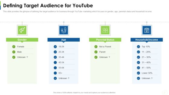 Social Platform As Profession Defining Target Audience For Youtube Ppt Infographics Slide Portrait PDF