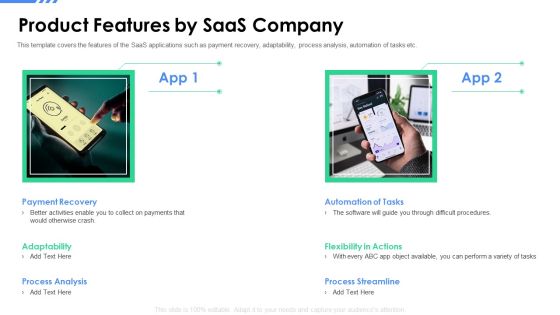 Software As A Service Funding Elevator Product Features By Saas Company Mockup PDF Software As A Service Funding Elevator Product Features By Saas Company Mockup PDF