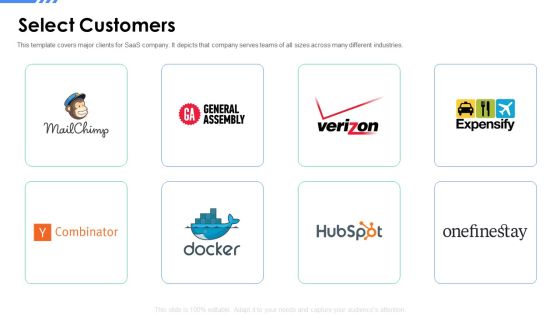 Software As A Service Funding Elevator Select Customers Ppt Styles Styles PDF Software As A Service Funding Elevator Select Customers Ppt Styles Styles PDF