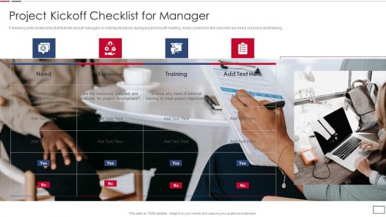 Software Developer Playbook Project Kickoff Checklist For Manager Infographics PDF Software Developer Playbook Project Kickoff Checklist For Manager Infographics PDF