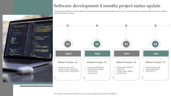 Software Development 4 Months Project Status Update Diagrams PDF Software Development 4 Months Project Status Update Diagrams PDF