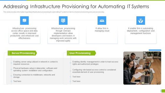 Software Development And IT Operations Infrastructure Development IT Addressing Infrastructure Provisioning Diagrams PDF