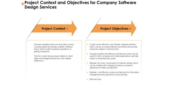 Software Development Project Context And Objectives For Company Software Design Services Formats PDF Software Development Project Context And Objectives For Company Software Design Services Formats PDF