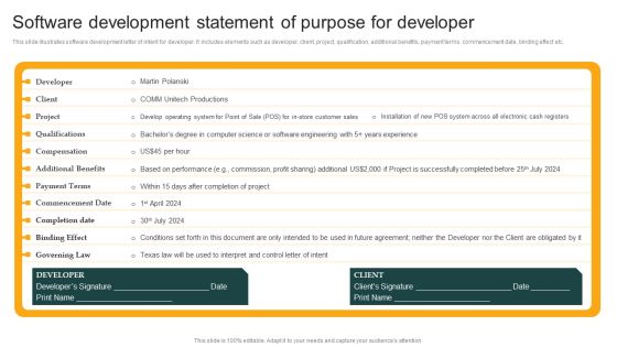 Software Development Statement Of Purpose For Developer Structure PDF Software Development Statement Of Purpose For Developer Structure PDF