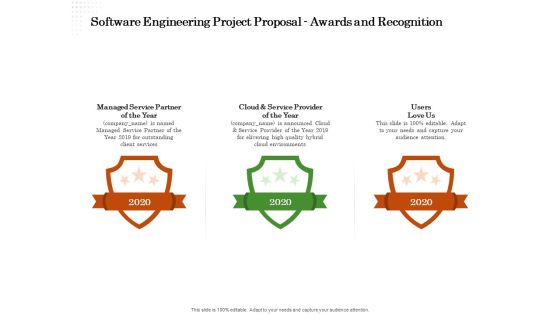 Software Engineering Project Proposal Awards And Recognition Ppt Icon Designs Download PDF Software Engineering Project Proposal Awards And Recognition Ppt Icon Designs Download PDF