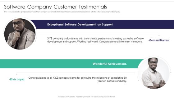 Software Firm Stakeholder Capital Raising Elevator Software Company Customer Testimonials Professional PDF Software Firm Stakeholder Capital Raising Elevator Software Company Customer Testimonials Professional PDF