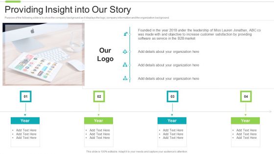 Software Investor Funding Elevator Providing Insight Into Our Story Microsoft PDF
