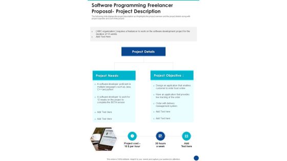 Software Programming Freelancer Proposal Project Description One Pager Sample Example Document Software Programming Freelancer Proposal Project Description One Pager Sample Example Document