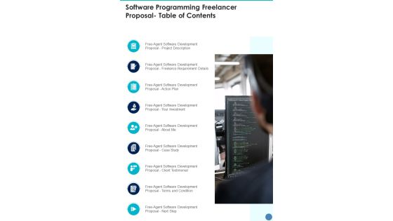 Software Programming Freelancer Proposal Table Of Contents One Pager Sample Example Document Software Programming Freelancer Proposal Table Of Contents One Pager Sample Example Document