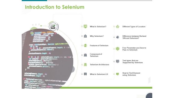 Software Testing Framework For Learners Introduction To Selenium Ppt PowerPoint Presentation File Graphics Example PDF Software Testing Framework For Learners Introduction To Selenium Ppt PowerPoint Presentation File Graphics Example PDF