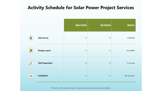 Solar Power Plant Technical Activity Schedule For Solar Power Project Services Clipart PDF Solar Power Plant Technical Activity Schedule For Solar Power Project Services Clipart PDF