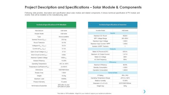 Solar System Implementation And Support Service Project Description And Specifications Solar Module And Components Background PDF Solar System Implementation And Support Service Project Description And Specifications Solar Module And Components Background PDF