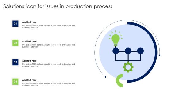 Solutions Icon For Issues In Production Process Formats PDF Solutions Icon For Issues In Production Process Formats PDF
