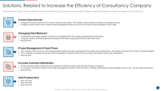 Solutions Related To Increase The Efficiency Of Consultancy Company Elements PDF Solutions Related To Increase The Efficiency Of Consultancy Company Elements PDF