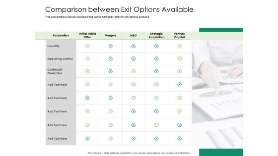 Solvency Action Plan For Private Organization Comparison Between Exit Options Available Mockup PDF Solvency Action Plan For Private Organization Comparison Between Exit Options Available Mockup PDF