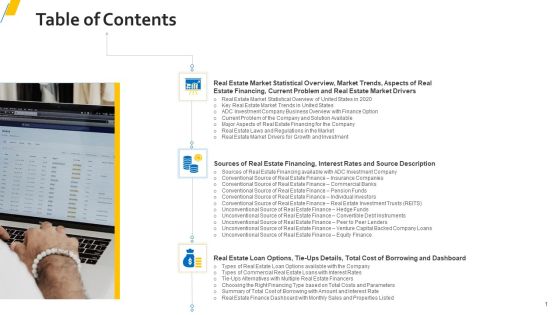 Sources Of Property Funding For Organization With Attached Expenses Table Of Contents Mockup PDF Sources Of Property Funding For Organization With Attached Expenses Table Of Contents Mockup PDF