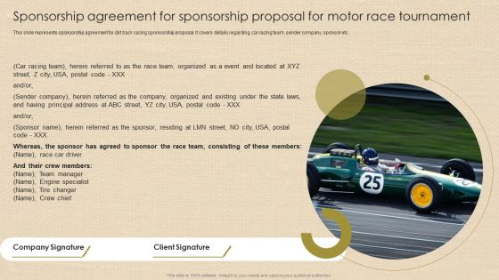 Sponsorship Agreement For Sponsorship Proposal For Motor Race Tournament Download PDF Sponsorship Agreement For Sponsorship Proposal For Motor Race Tournament Download PDF
