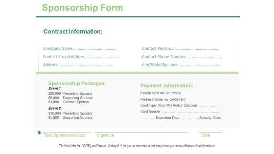 Sponsorship Form Ppt PowerPoint Presentation Ideas Vector Sponsorship Form Ppt PowerPoint Presentation Ideas Vector