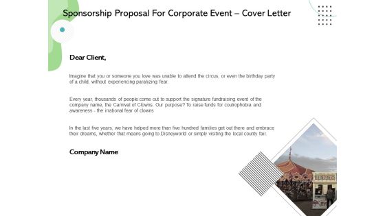 Sponsorship Proposal For Corporate Event Cover Letter Ppt Slides Format Ideas PDF