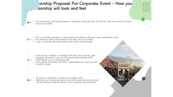 Sponsorship Proposal For Corporate Event How Your Sponsorship Will Look And Feel Slides PDF Sponsorship Proposal For Corporate Event How Your Sponsorship Will Look And Feel Slides PDF