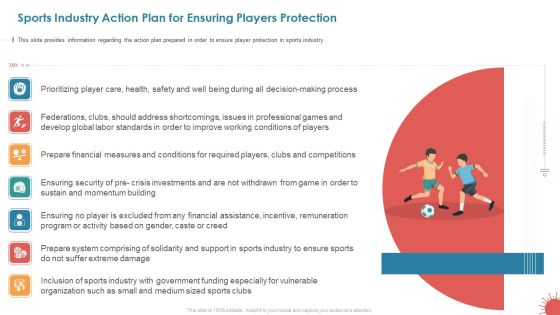 Sports Industry Action Plan For Ensuring Players Protection Clipart PDF Sports Industry Action Plan For Ensuring Players Protection Clipart PDF