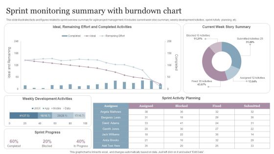 Sprint Monitoring Summary With Burndown Chart Portrait PDF Sprint Monitoring Summary With Burndown Chart Portrait PDF