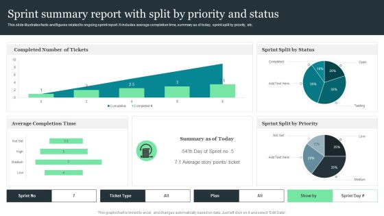 Sprint Summary Report With Split By Priority And Status Brochure PDF