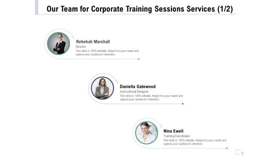 Staff Engagement Training And Development Proposal Our Team For Corporate Training Sessions Services Teamwork Pictures PDF