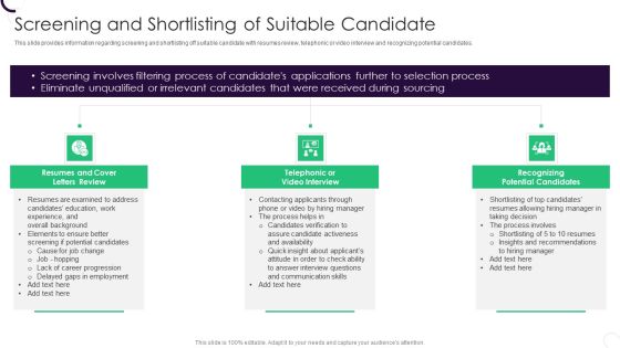 Staff Recruitment Strategy At Workplace Screening And Shortlisting Of Suitable Candidate Clipart PDF