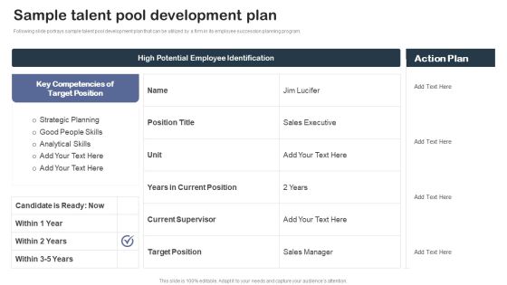 Staff Succession Planning And Development Strategy Sample Talent Pool Development Plan Mockup PDF