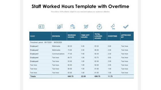 Staff Worked Hours Template With Overtime Ppt PowerPoint Presentation Gallery Model PDF Staff Worked Hours Template With Overtime Ppt PowerPoint Presentation Gallery Model PDF