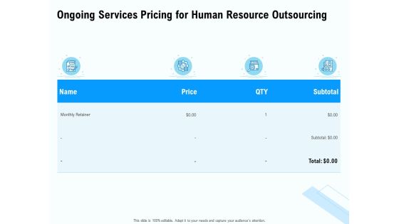 Staffing Offshoring Proposal Ongoing Services Pricing For Human Resource Outsourcing Ppt Show Format PDF