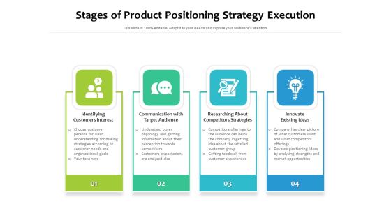 Stages Of Product Positioning Strategy Execution Ppt PowerPoint Presentation Gallery Icons PDF Stages Of Product Positioning Strategy Execution Ppt PowerPoint Presentation Gallery Icons PDF