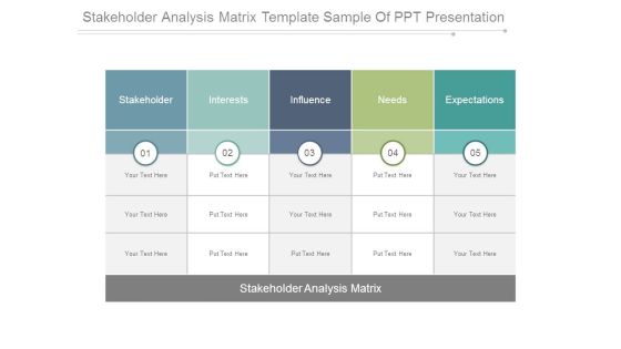 Stakeholder Analysis Matrix Template Sample Of Ppt Presentation