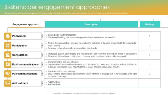 Stakeholder Engagement Approaches Enterprise Communication Tactics Topics PDF