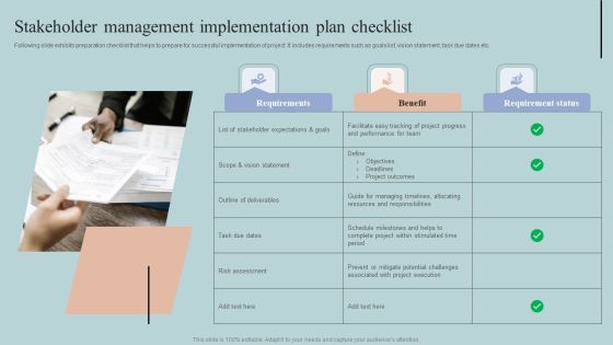 Stakeholder Management Implementation Plan Checklist Information PDF